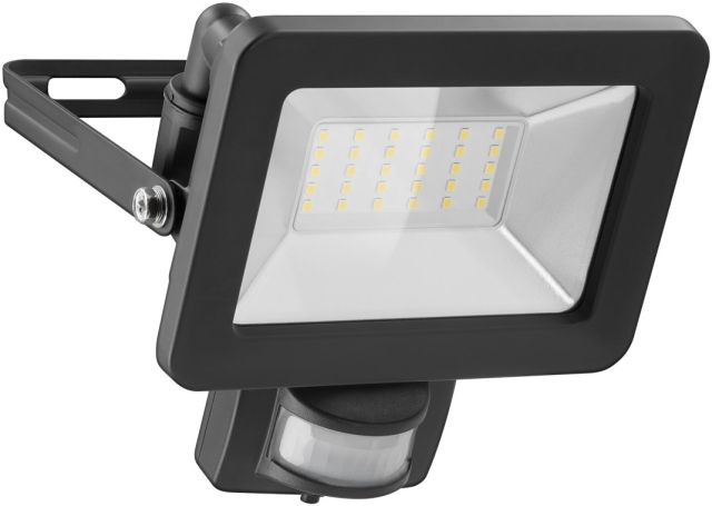 Goobay LED-buitenschijnwerper, 30 W, met bewegingsmelder met 2550 lm, neutraal wit licht (4000 K), PIR-sensor met AAN/UIT-functie en M16 wartel, geschikt voor buitengebruik (IP44)
