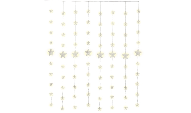 Goobay 80 LED ster gordijn met afstandsbediening, timerfunctie, 8 lichtstanden, dimmer en 31 V externe transformator, warm-wit (3000 K)