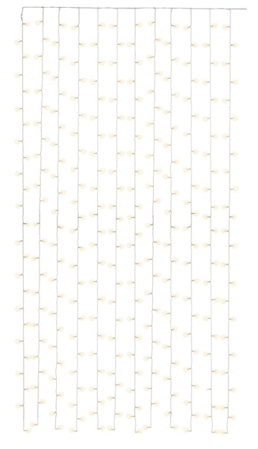 Goobay 300 LED lichtgordijn met afstandsbediening, timerfunctie, 8 lichtstanden, dimmer en 31 V externe transformator, warm-wit (3000 K)