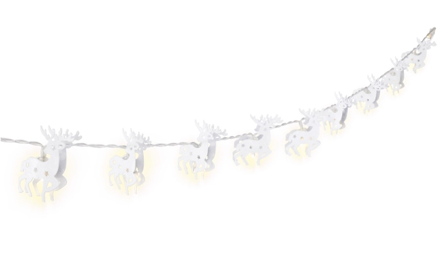 Goobay 10 LED lichtketting "Rendier", wit met timerfunctie, warm-wit (3000 K), werkt op batterijen