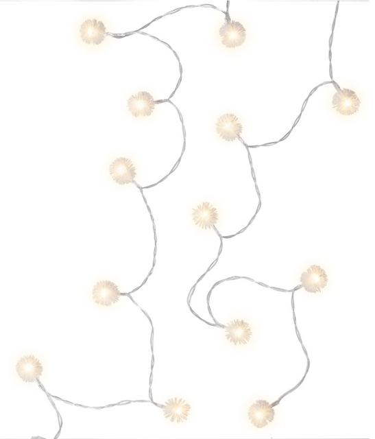 Goobay 20 LED lichtketting "Sneeuwbal" met timerfunctie, warm wit (3000 K), werkt op batterijen