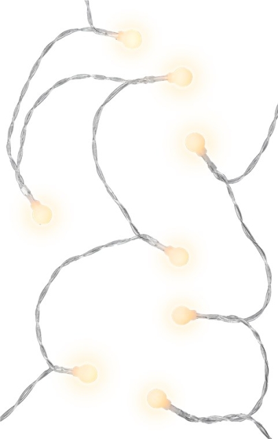 Goobay 80 LED lichtketting "Bollen" met timerfunctie en 2 lichtstanden, warm wit (3000 K), werkt op batterijen, IP44
