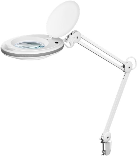 Goobay Led-loeplamp met klem, 8 W, wit 650 lm, 127 mm glazen lens, 1,75x vergroting, 3 dioptrieën