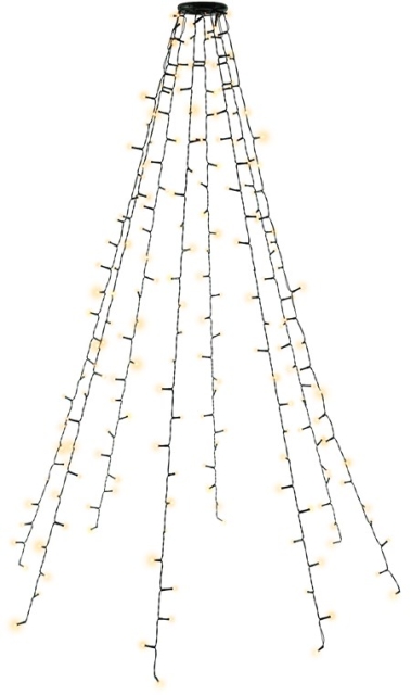 Goobay 200 LED-verlichting met ring voor de kerstboom met timer en geheugenfunctie, 8 lichtstanden, externe transformator 24 V, warm wit (3000 K), voor binnen en buiten (IP44)
