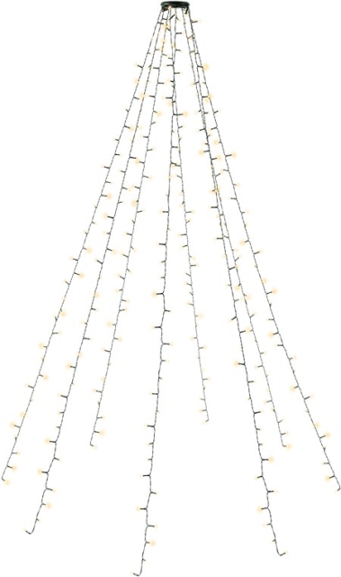 Goobay 280 LED-verlichting met ring voor de kerstboom met timer en geheugenfunctie, 8 lichtstanden, externe transformator 24 V, warm wit (3000 K), voor binnen en buiten (IP44)