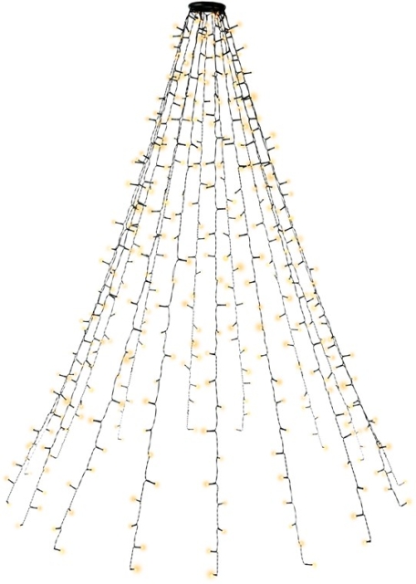Goobay 400 LED-verlichting met ring voor de kerstboom met timer en geheugenfunctie, 8 lichtstanden, externe transformator 24 V, warm wit (3000 K), voor binnen en buiten (IP44)