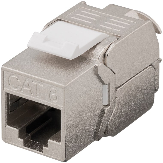 Goobay Keystone module RJ45 CAT 8.1, STP, GHMT-gecertificeerd 15,8 mm breed, type Crocodile, Klemmenstrook voor IDC-montage (zonder gereedschap)