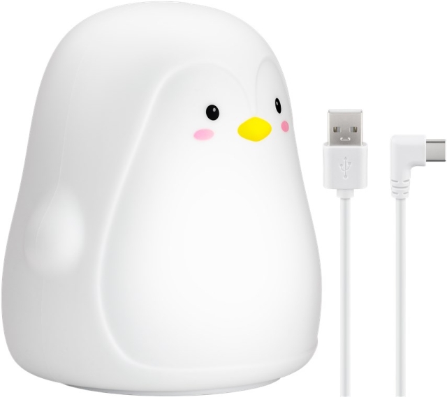 Goobay LED nachtlampje "Pinguïn" warm wit licht en 7 kleurveranderingen (RGB licht), met 3 lichtstanden, aanraaksensor en Li-ion batterij (3,7 V/1200 mAh), gemaakt van zachte siliconen