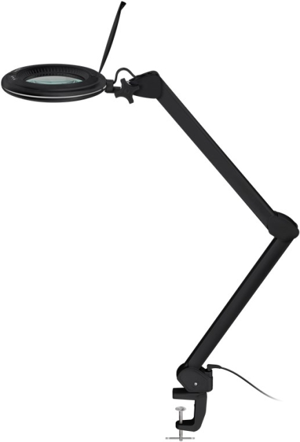 Goobay Led-loeplamp met klem, 10 W, zwart 800 lm, helderheid en lichtkleur instelbaar, 127 mm glazen lens, 1,75x vergroting, 3 dioptrieën