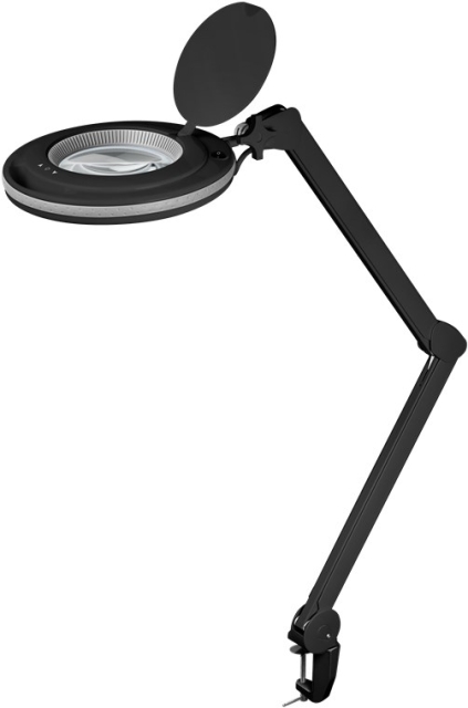 Goobay Led-loeplamp met klem, 9 W, zwart 80-730 lm, dimbaar, 127 mm kristalglas lens, 1.75x vergroting, 3 dioptrieën