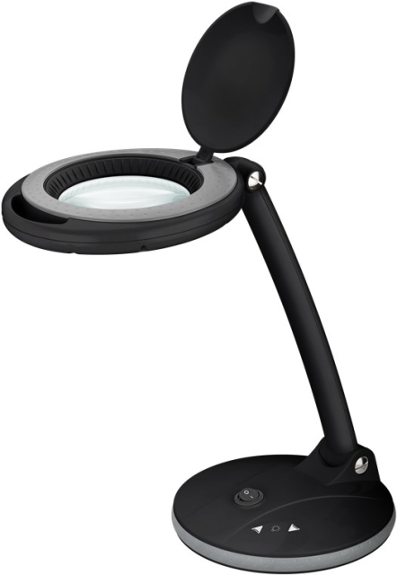 Goobay LED-loeplamp staand, 6 W, zwart 80-450 lm, dimbaar, 100 mm glazen lens, 1,75x vergroting, 3 dioptrieën