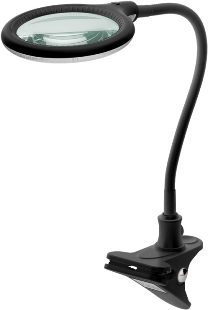 Goobay Led-loeplamp met klem, 6 W, zwart 480 lm, 100 mm glazen lens, 1,75x vergroting, 3 dioptrieën