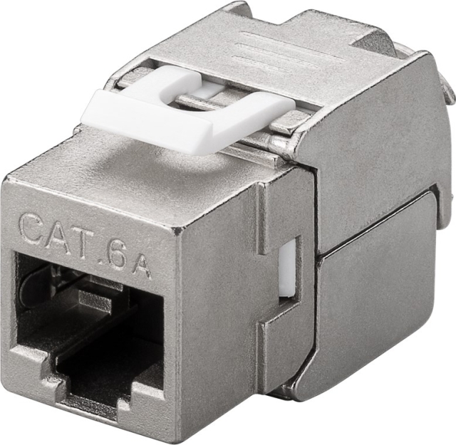 Goobay Keystone modul RJ45 CAT 6A, STP, 500 MHz, slim-line 16,3 mm breed, krokodil-type, klemmenstrook voor montage zonder gereedschap op IDC