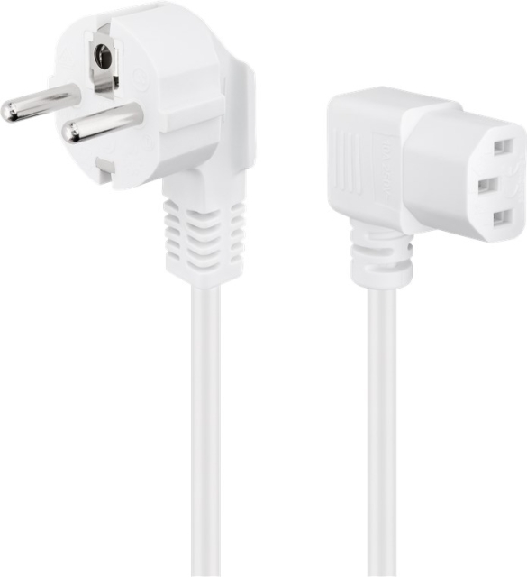 Goobay Haakse aansluitkabel voor koude apparatuur aan beide zijden, 3 m, wit Aardingscontactstekker (type F, CEE 7/7) > Toestelcontactdoos C13 (koude toestelaansluiting)