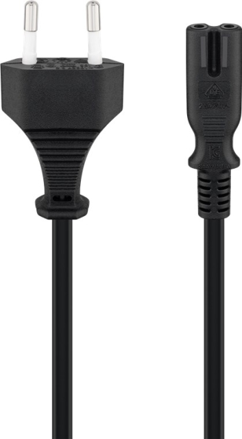 Goobay Netsnoer Eurostekker, 0,5 m, zwart Eurostekker (type C, CEE 7/16) > apparaatcontactdoos C7