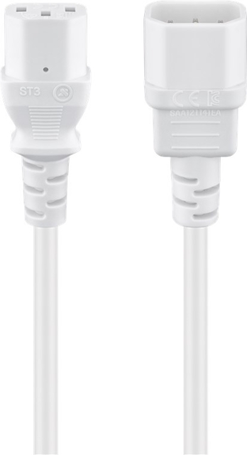 Goobay Koud apparaat verlenging, 0,5 m, wit Toestelstop C14 (aansluiting koud toestel) > Toestelcontact C13 (aansluiting koud toestel)