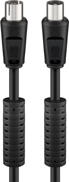 Goobay Antennekabel met ferriet (80 dB), dubbel afgeschermd coax-stekker > coax-contrastekker (volledig afgeschermd), 1.5 m