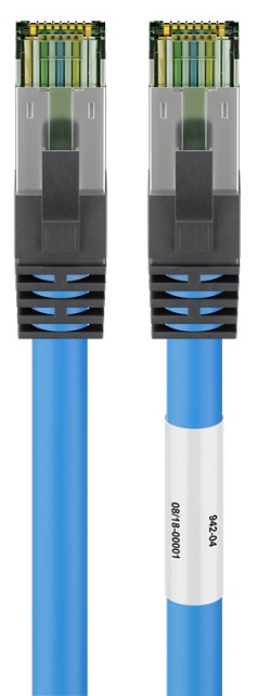 Goobay RJ45 (CAT 6A, 500 MHz) patchkabel met CAT 8.1 S/FTP raw kabel, blauw 99,9% zuurstofvrije koperen geleider (OFC), AWG 24, halogeenvrije kabelmantel (LSZH), 25 m