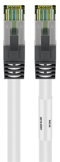 Goobay CAT 8.1 Patchkabel, S/FTP (PiMF), wit 99,9% zuurstofvrije koperen geleider (OFC), AWG 24, halogeenvrije kabelmantel (LSZH), 0.25 m