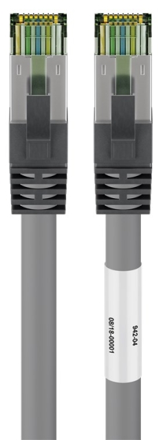 Goobay CAT 8.1 Patchkabel, S/FTP (PiMF), grijs 99,9% zuurstofvrije koperen geleider (OFC), AWG 24, halogeenvrije kabelmantel (LSZH), 5 m