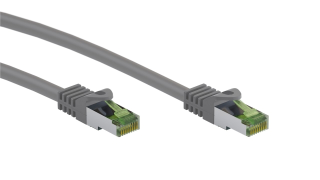 Goobay RJ45 netwerkkabel met CAT 8.1 S/FTP ruwe kabel, AWG 26, grijs koperen geleider, LSZH halogeenvrije kabelmantel, RJ45-connector (CAT 6A), 7.5 m