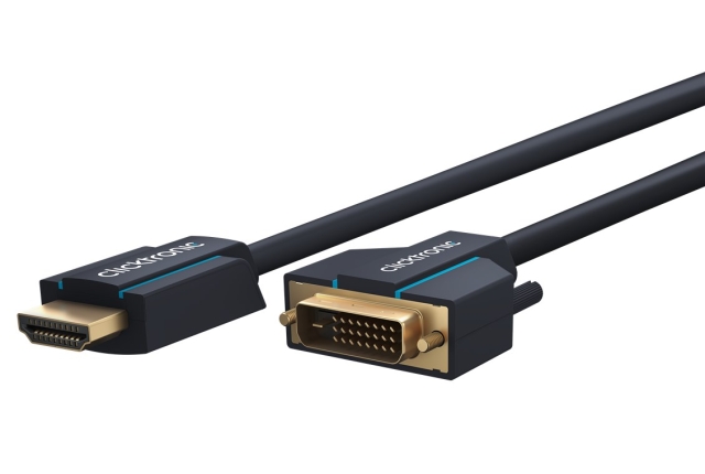 ClickTronic Adapterkabel från DVI till HDMI™ Premiumkabel | 1x DVI-D-kontakt  1x HDMI™-kontakt | 3,0 m | WQXGA @ 60 Hz