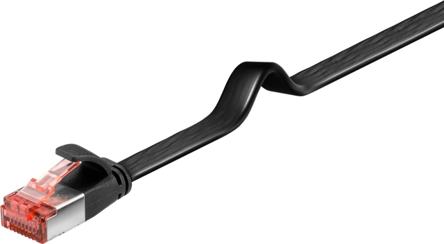 Goobay Platte CAT 6 netwerkkabel, U/FTP, zwart koperen geleider (CU), 5 m