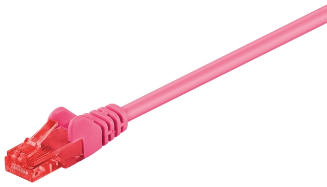 Goobay CAT 6 netwerkkabel, U/UTP, magenta met koper beklede aluminium geleider (CCA), 0.5 m