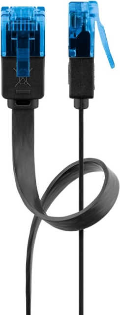 Goobay Platte CAT 6A netwerkkabel, U/UTP, zwart koperen geleider (CU), 0.5 m