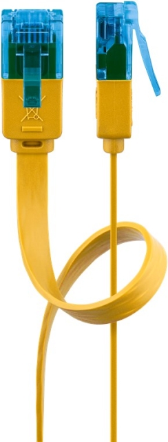 Goobay Platte CAT 6A netwerkkabel, U/UTP, geel koperen geleider (CU), 1 m