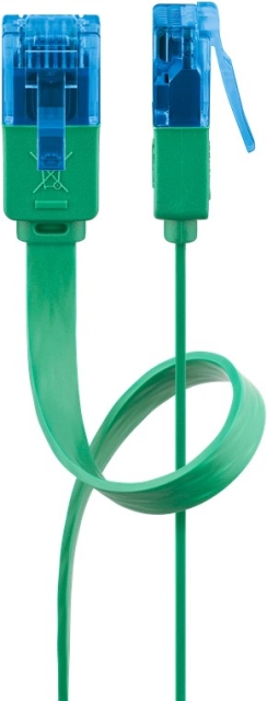 Goobay Platte CAT 6A netwerkkabel, U/UTP, groen koperen geleider (CU), 1 m