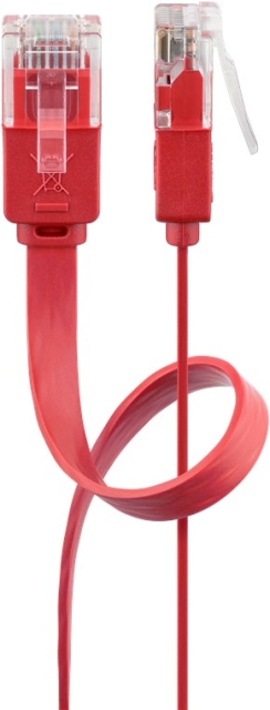 Goobay Platte CAT 6 netwerkkabel, U/UTP, rood koperen geleider (CU), 1 m