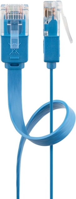 Goobay Platte CAT 6 netwerkkabel, U/UTP, blauw koperen geleider (CU), 2 m
