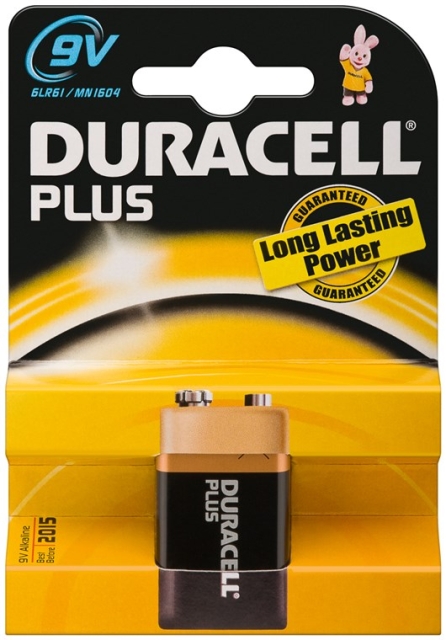 Duracell 6LR61/6LP3146/9 V Block (MN1604) batteri, 1 st. blister alkaliskt manganbatteri, 9 V
