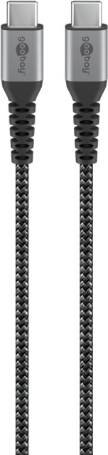 Goobay USB-C™-till-USB-C™-textilkabel med metallkontakter 2 m elegant och extra robust anslutningskabel för enheter med USB-C™-port