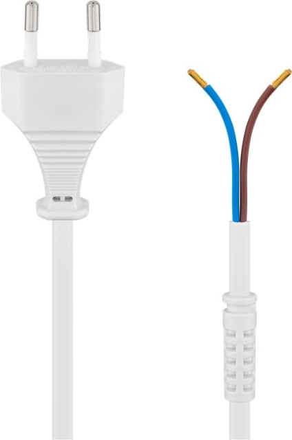 Goobay Kabel med euro-kontakt för montering, 1,5 m, vit Euro-kontakt (typ C, CEE 7/16) > lösa kabeländar