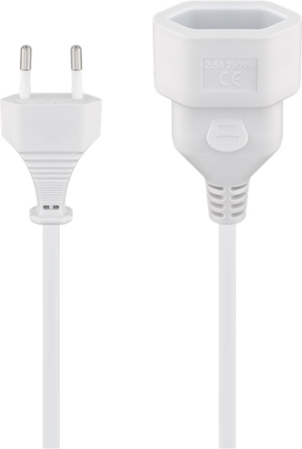 Goobay Förlängningskabel Europlug, 3 m, vit Europlug (typ C, CEE 7/16) > Europeiskt uttag