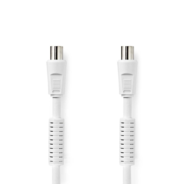 Nedis Coaxkabel | IEC (Coax) Male | IEC (Coax) Female | Vernikkeld | 120 dB | 75 Ohm | Viervoudig Afgeschermd | 1.50 m | Rond | PVC | Wit | Label
