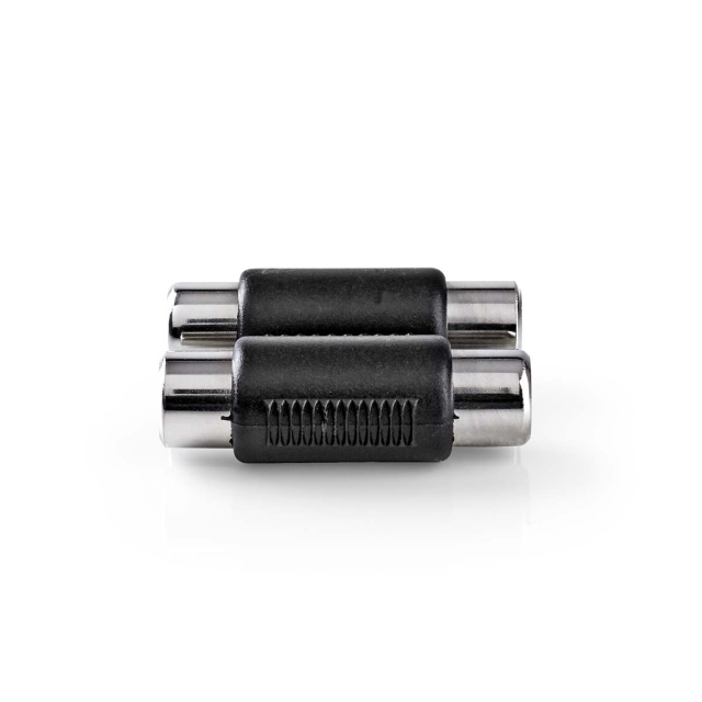 Nedis Stereo-Audioadapter | 2x RCA Female | 2x RCA Female | Vernikkeld | Recht | ABS | Zwart | 1 Stuks | Doos