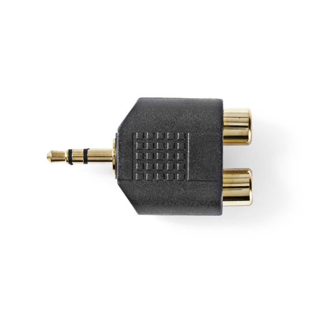 Nedis Stereo-Audioadapter | 3,5 mm Male | 2x RCA Female | Verguld | Recht | ABS | Zwart | 10 Stuks | Envelop