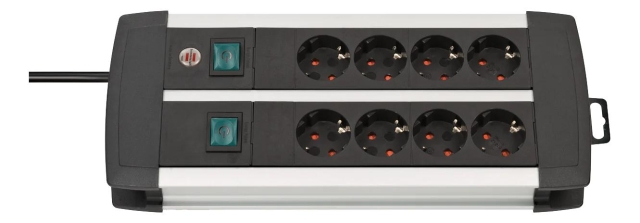 Brennenstuhl Premium-Alu-Line Technics extension lead 8-way Duo black