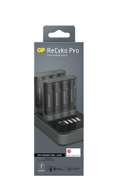 GP Pro Charger 2pcs w/chargingstation + 8xAA Pro (PB)