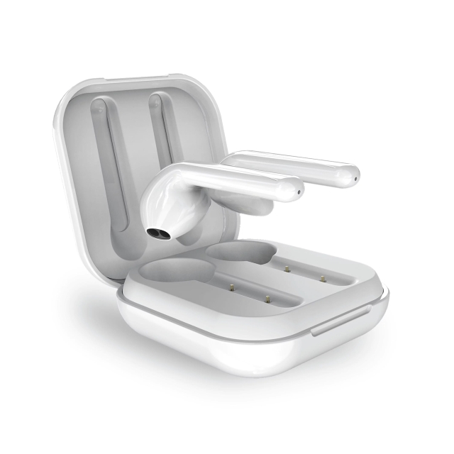 Puro Bluetooth Slim Pod hörlurar med laddstation, Vit