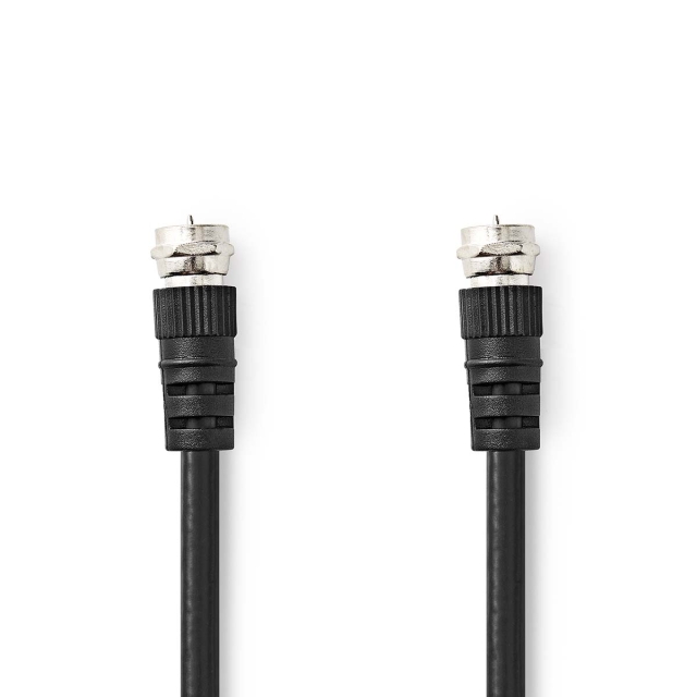 Nedis Satelliet- en Antennekabel | F-Male | F-Male | Vernikkeld | 75 Ohm | Dubbel Afgeschermd | 1.50 m | Rond | PVC | Zwart | Label
