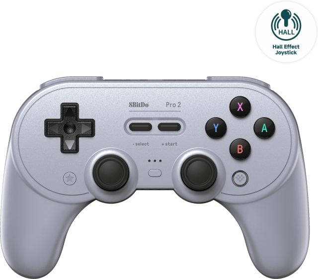 8BitDo PRO 2 - Hall Edition trådlös spelkontroll, Grå, Switch / PC / Android