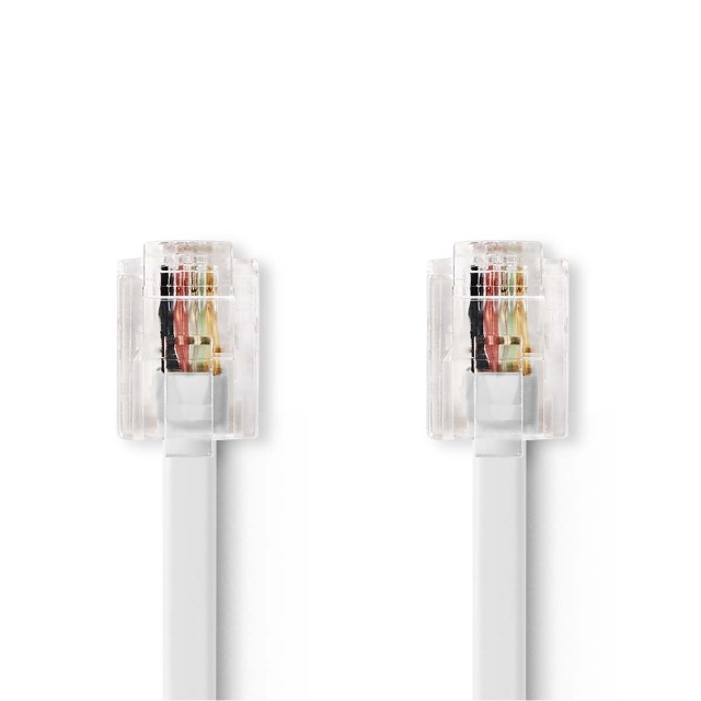 Nedis Telecomkabel | RJ11 Male | RJ11 Male | 10.0 m | Kabel design: Plat | Goud Verguld | Kabeltype: RJ11 | Wit | Doos