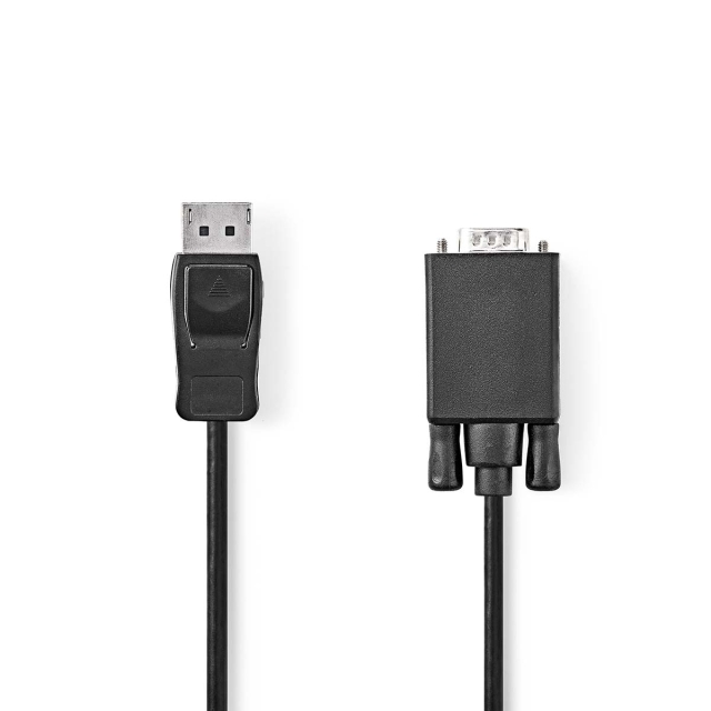 Nedis VGA-Kabel | DisplayPort Male | VGA Male | Vernikkeld | Maximale resolutie: 1080p | 2.00 m | Rond | PVC | Zwart | Doos
