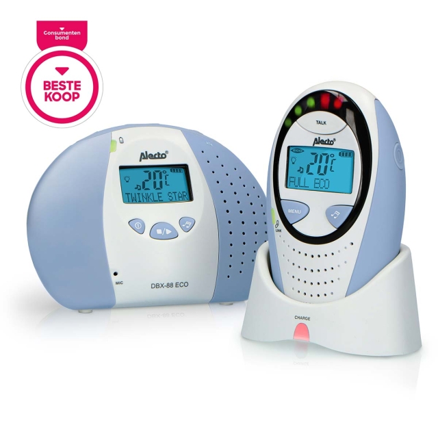 Alecto DBX-88 ECO Full Eco DECT babyfoon met display wit/blauw