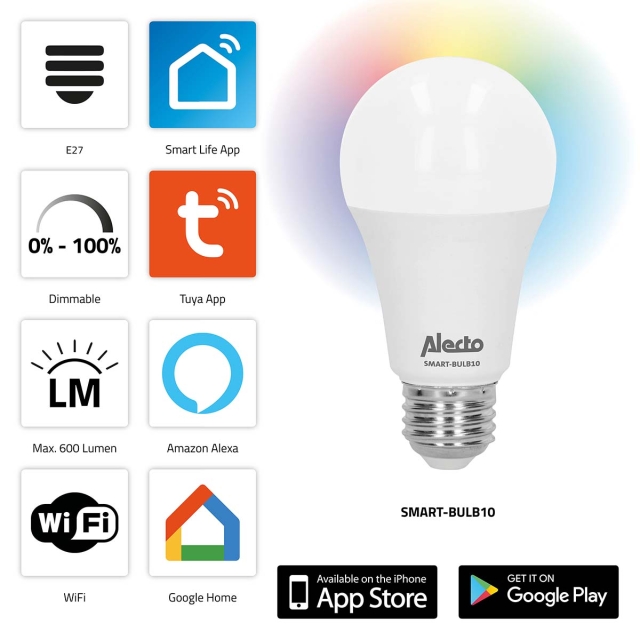 Alecto Smart LED-kleurenlamp met Wi-Fi