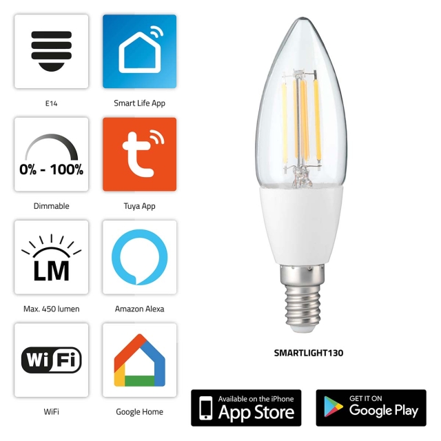 Alecto Slimme filament LED-lamp met Wi-Fi